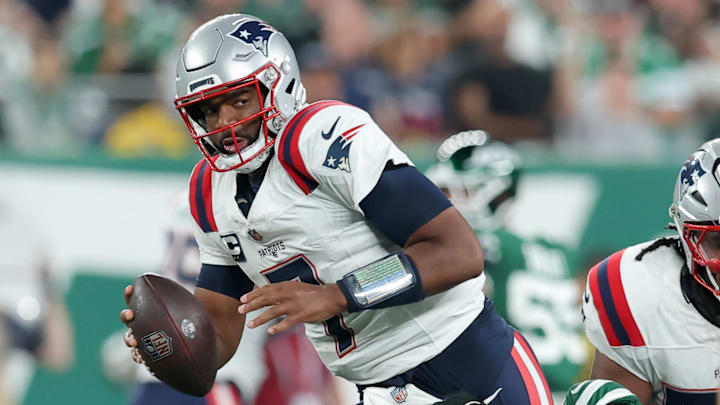 New England Patriots QB Jacoby Brissett is sacked during his team's 24-3 loss to the New York Jets on Thursday night. New England Patriots QB Jacoby Brissett is sacked during his team's 24-3 loss to the New York Jets on Thursday night.