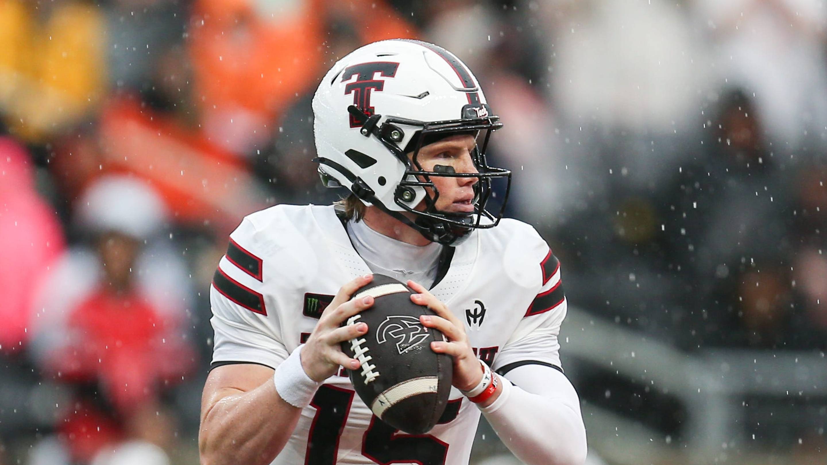 Texas Tech's Will Hammond looks to throw the ball during an NCAA football game at Reser Stadium on Saturday, Sept. 12, 2026, in Corvallis, Oregon | USA TODAY Network via Reuters Connect