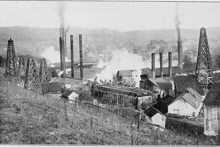 Salt furnaces and coal mines in near Malden, West Virginia, around the turn of the 20th century