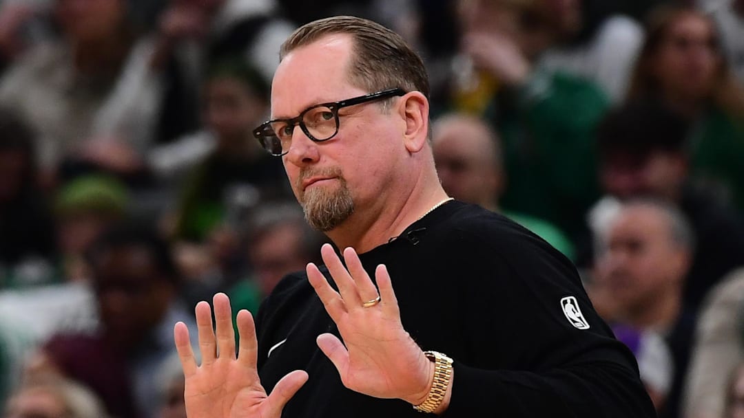 Apr 19, 2026; Boston, Massachusetts, USA; Philadelphia 76ers head coach Nick Nurse. Mandatory Credit: Bob DeChiara-Imagn Images
