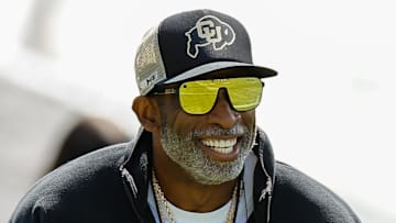 Apr 19, 2025; Boulder, CO, USA; Colorado Buffaloes head coach Deion Sanders during the spring game at Folsom Field. Mandatory Credit: Isaiah J. Downing-Imagn Images