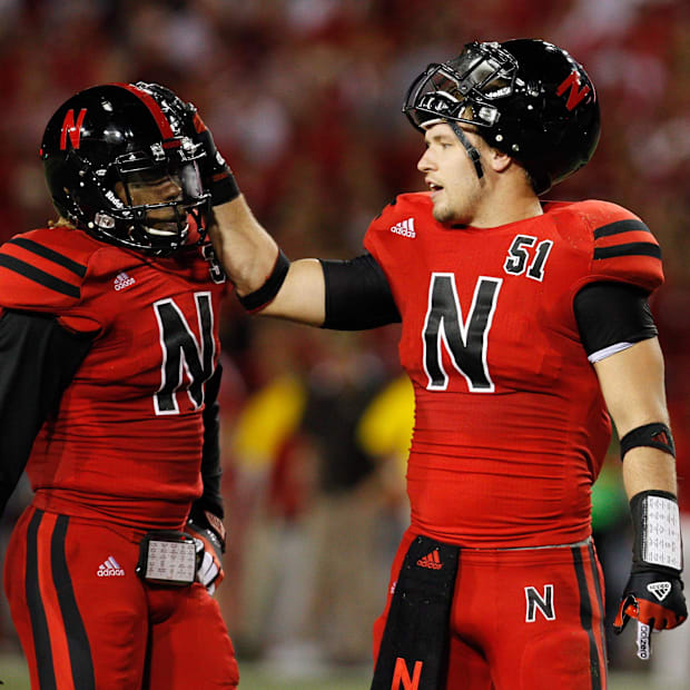 Nebraska Cornhuskers players Daimion Stafford and Will Compton