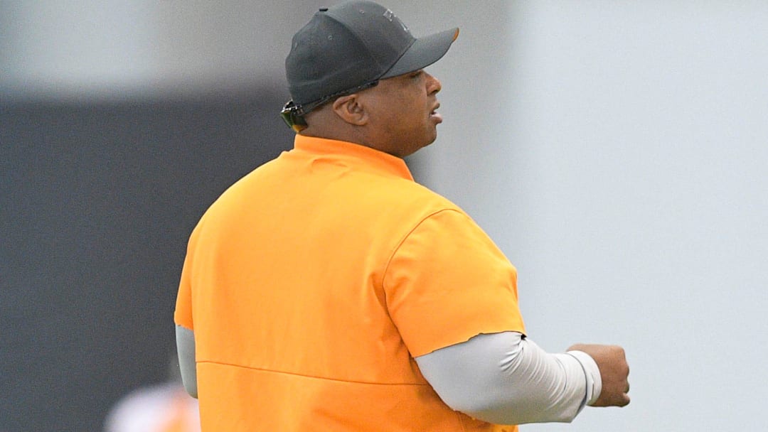 Tennessee Defensive Analyst Levorn Harbin, left, and Defensive Line coach Rodney Garner chat during the first day of Tennessee football practice at Anderson Training Facility in Knoxville, Tenn. on Monday, Aug. 1, 2022.

Kns Tennessee Football Practice