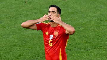 Mikel Merino celebrating his winner against Germany