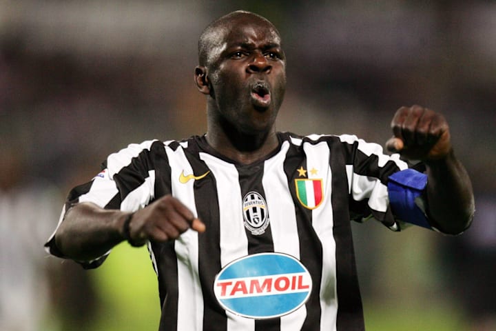 Lilian Thuram celebrating.