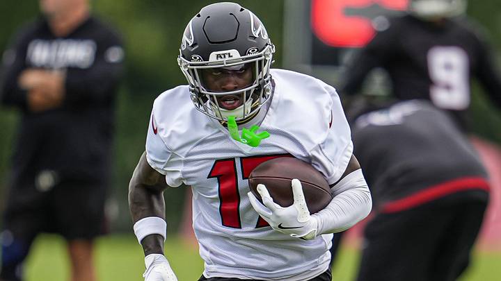 Jun 16, 2026; Atlanta, GA, USA; Atlanta Falcons wide receiver Zachariah Branch (17) in action on the field during Minicamp. Mandatory Credit: Dale Zanine-Imagn Images