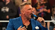 Pat McAfee makes an appearance during the WWE Fastlane pro wrestling event Saturday, Oct. 7, 2023, at the Gainbridge Fieldhouse in Indianapolis.