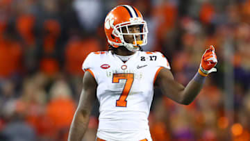 Jan 9, 2017; Tampa, FL, USA; Clemson Tigers wide receiver Mike Williams (7) against the Alabama Crimson Tide in the 2017 College Football Playoff National Championship Game at Raymond James Stadium. Mandatory Credit: Mark J. Rebilas-Imagn Images