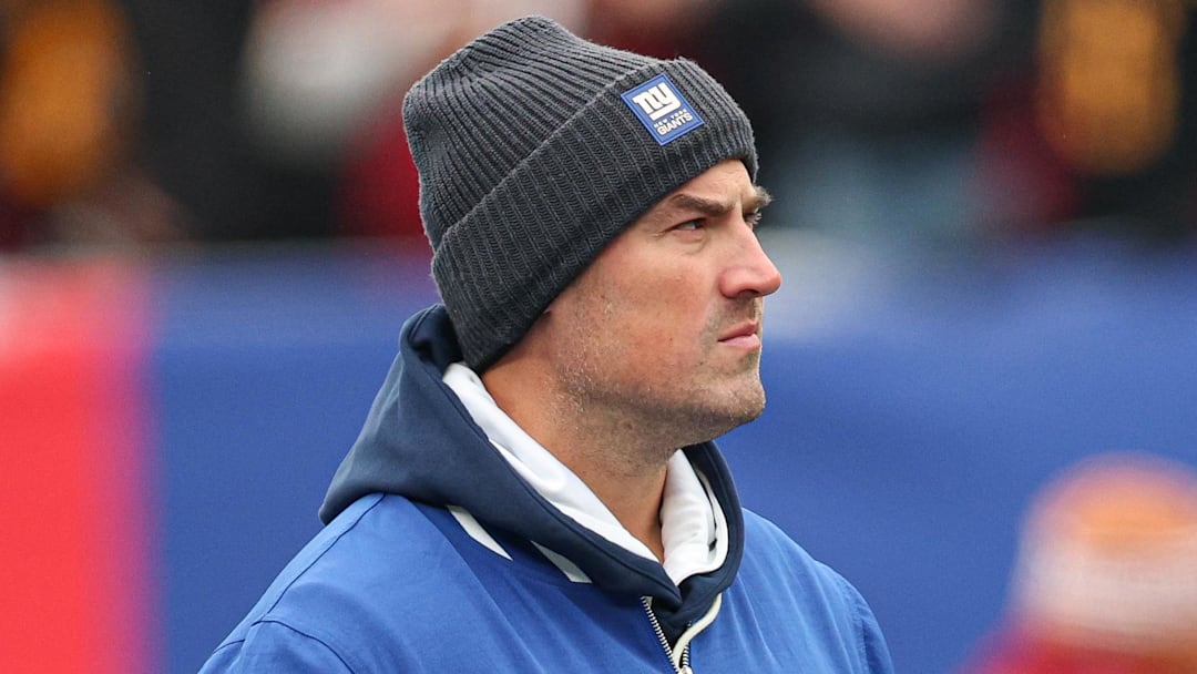 New York Giants interim head coach Mike Kafka before the game against the Washington Commanders at MetLife Stadium.  