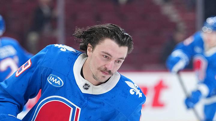 Jan 29, 2026; Montreal, Quebec, CAN; Colorado Avalanche defenseman Samuel Girard (49) skates during the warmup before the game against the Montreal Canadiens at the Bell Centre. Mandatory Credit: Eric Bolte-Imagn Images
