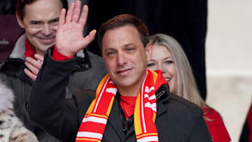 Kansas City Chiefs general manager Brett Veach is introduced during the Super Bowl Champions parade and celebration at Union Station. 