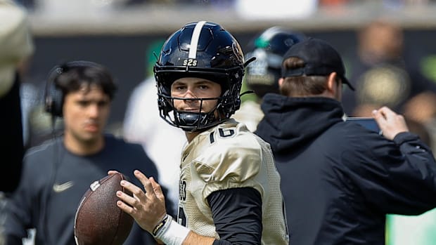 Colorado Buffaloes quarterback Ryan Staub (16) during the spring game at Folsom Field.