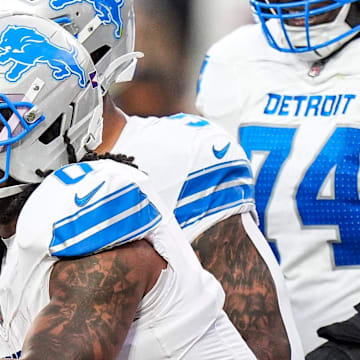 Detroit Lions running back Jahmyr Gibbs (0).