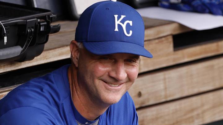 Kansas City Royals manager Matt Quatraro sits in the dugout prior to the game against the Washington Nationals at Nationals Park. 