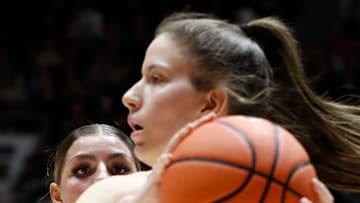 Purdue Boilermakers guard Sophie Swanson (31) defends Indiana Hoosiers guard Yarden Garzon (12) Sunday, March 2, 2025, during the NCAA women’s basketball game at Mackey Arena in West Lafayette, Ind. Indiana Hoosiers won 77-57.