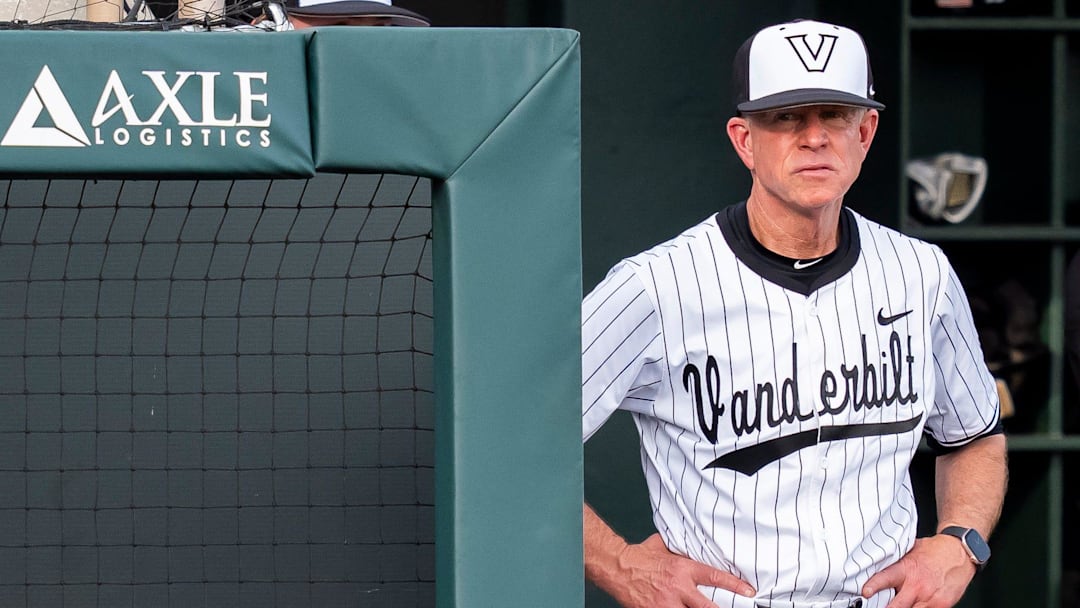 Vanderbilt head coach Tim Corbin during a college baseball game between Tennessee and Vanderbilt at Lindsey Nelson Stadium in Knoxville, Tenn., on May 9, 2025.