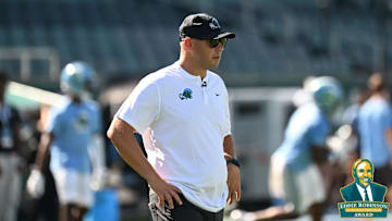 Tulane football coach Jon Sumrall at practice session