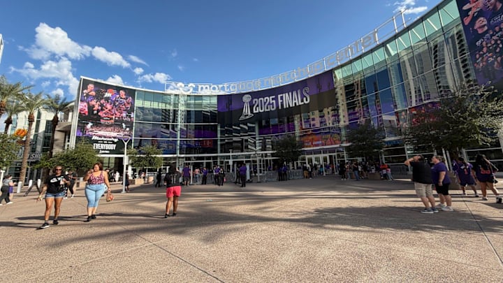 Game 3 of the WNBA Finals between the Phoenix Mercury and Las Vegas Aces was held at the Mortgage Matchup Arena in Phoenix on Oct. 8, 2025.