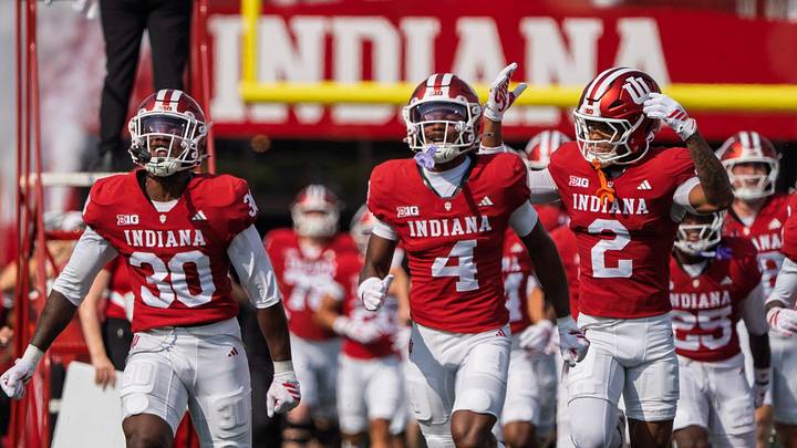 The Hoosiers take the field during the Indiana versus Western Kentucky football game at Memorial Stadium on Saturday, Sept. 19, 2026.