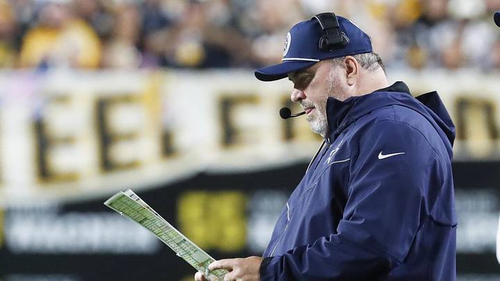Oct 6, 2024; Pittsburgh, Pennsylvania, USA;  Dallas Cowboys head coach Mike McCarthy looks at his play chart against the Pittsburgh Steelers during the second quarter at Acrisure Stadium.