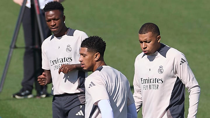 Real Madrid's star trio in training ahead of its first Champions League match of the season