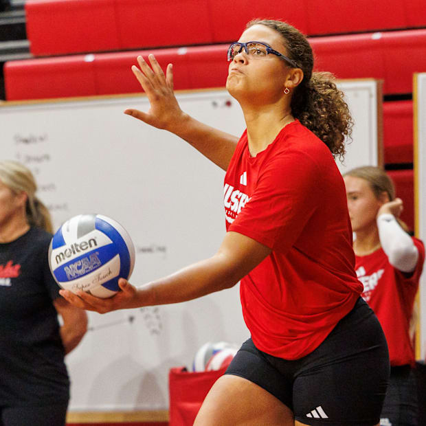 Nebraska volleyball middle blocker Rebekah Allick at practice ahead of the 2025 season.