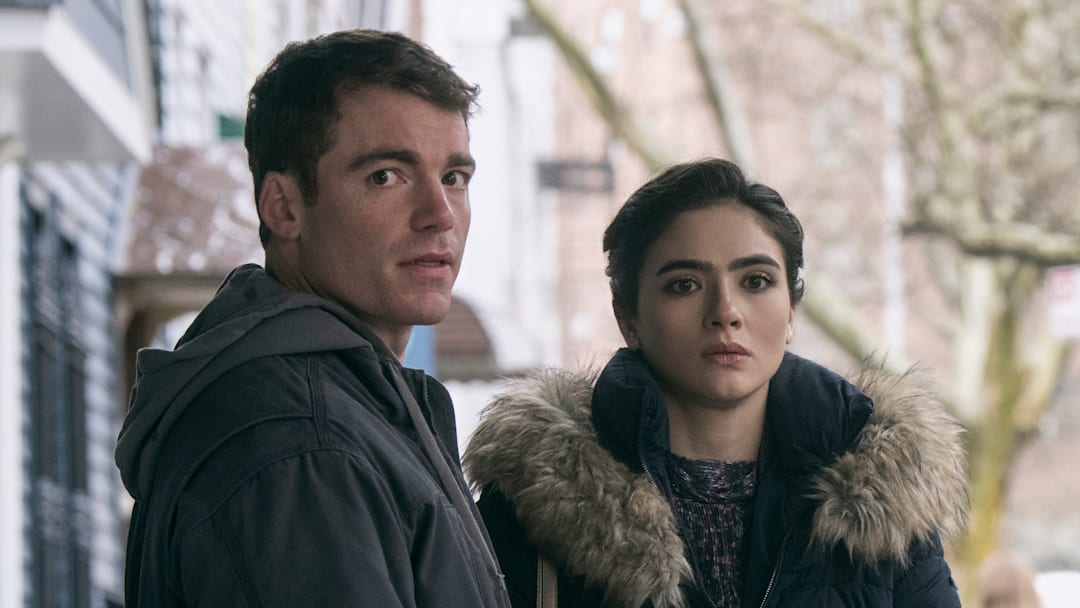 The Night Agent. (L to R) Gabriel Basso as Peter Sutherland, Arienne Mandi as Noor, Luciane Buchanan as Rose Larkin in episode 205 of The Night Agent. 
