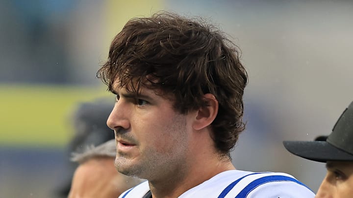 Daniel Jones of the Indianapolis Colts walks off the field