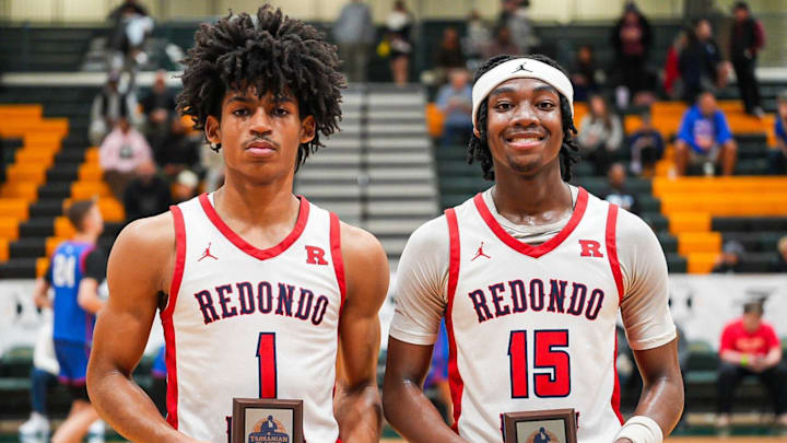 Hudson Mayes (left) and CJ Madison for Redondo Union. Hudson Mayes (left) and CJ Madison for Redondo Union.