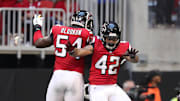 Former Atlanta Falcons linebacker Duke Riley (42) spent three seasons in Atlanta playing for Dan Quinn.