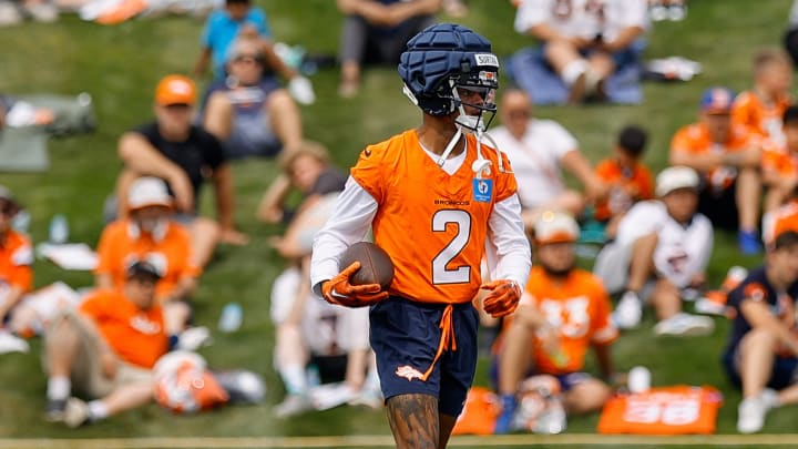 Jul 26, 2024; Englewood, CO, USA; Denver Broncos cornerback Pat Surtain II (2) during training camp at Broncos Park Powered by CommonSpirit. 