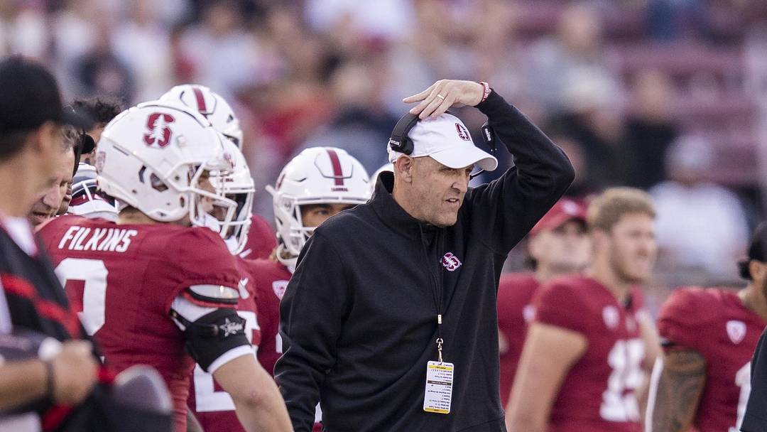 Sep 23, 2023; Stanford, California, USA; Stanford Cardinal head coach Troy Taylor reacts during the Sep 23, 2023; Stanford, California, USA; Stanford Cardinal head coach Troy Taylor reacts during the
