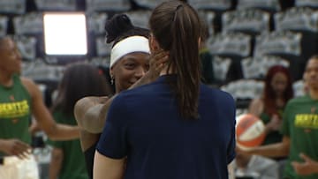 Caitlin Clark and Erica Wheeler were teammates last year with the Fever. 