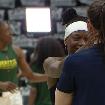 Caitlin Clark and Erica Wheeler were teammates last year with the Fever. 