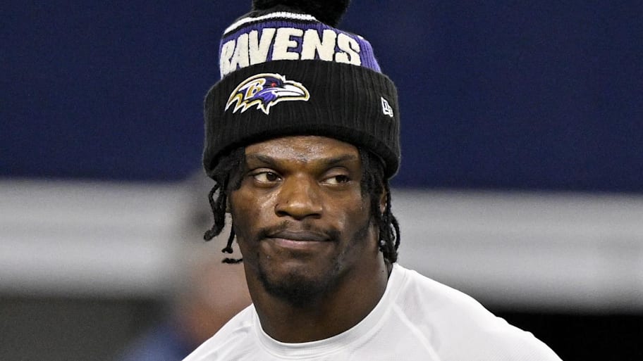 Ravens quarterback Lamar Jackson didn't suffer any damage after an incident during practice. | Jerome Miron-Imagn Images