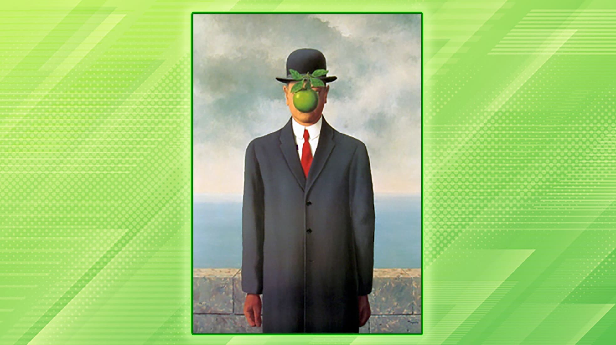 Apple Magritte Bowler Apple Man In Bowler Hat Painting Bowler Hat