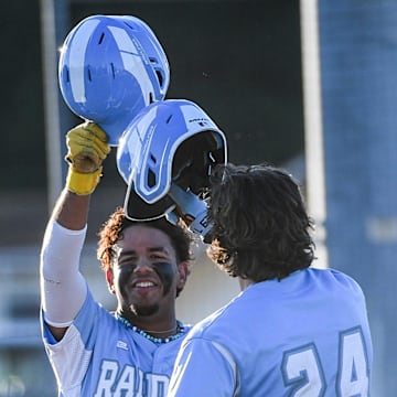 Jonathan Matos of Rockledge celebrates a two-run home run against The Master’s Academy in April of 2024. Matos enjoyed a spectacular season in 2025, batting .551 with nine doubles, two triples, five home runs, 21 runs scored and 24 RBI. A senior, he led the Raiders to the Class 4A regional quarterfinals. 