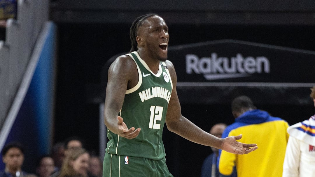 Milwaukee Bucks forward Taurean Prince reacts as he whistled for a personal foul and then a technical foul during the first quarter against the Golden State Warriors at Chase Center on March 18. Milwaukee Bucks forward Taurean Prince reacts as he whistled for a personal foul and then a technical foul during the first quarter against the Golden State Warriors at Chase Center on March 18.