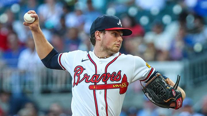 Jun 17, 2026; Cumberland, Georgia, USA; Atlanta Braves pitcher JR Ritchie (60) pitches the ball against the San Francisco Giants during the first inning at Truist Park. Mandatory Credit: Jordan Godfree-Imagn Images