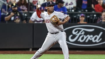 Sep 3, 2024; New York City, New York, USA;  Boston Red Sox third baseman Rafael Devers (11) at Citi Field. Mandatory Credit: Wendell Cruz-Imagn Images