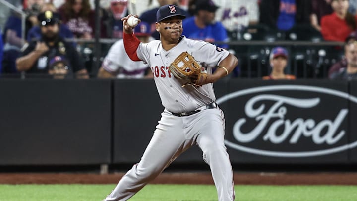 Sep 3, 2024; New York City, New York, USA;  Boston Red Sox third baseman Rafael Devers (11) at Citi Field. Mandatory Credit: Wendell Cruz-Imagn Images
