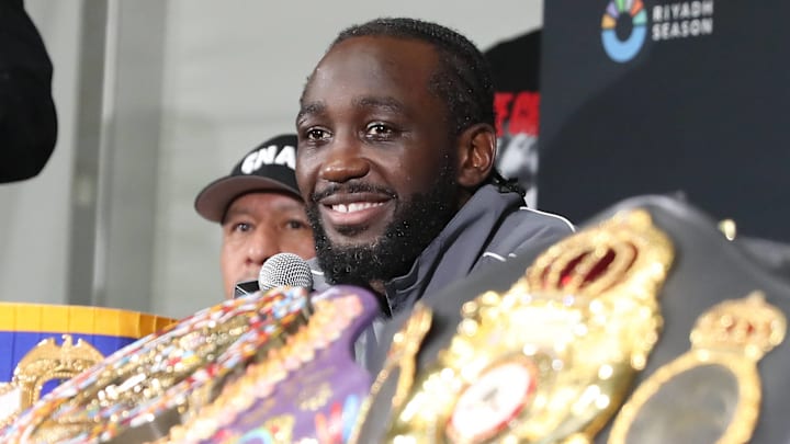 Sept. 14, 2025; Terence Crawford is all smiles after defeating Canelo in Netflix's "Fight of the Century." Sept. 14, 2025; Terence Crawford is all smiles after defeating Canelo in Netflix's "Fight of the Century."