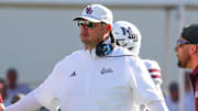Mississippi State Bulldogs head coach Jeff Lebby looks on against the Tennessee Volunteers during the first half at Davis Wade Stadium at Scott Field. 