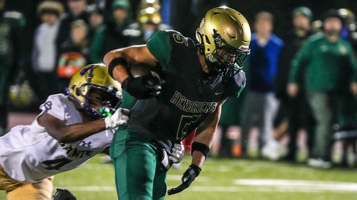 Ryan Santo Jr. (5) and the Bishop Hendricken football team will face La Salle Academy in the RIIL Division I championship game this weekend.