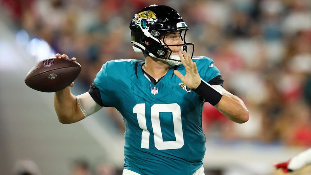 Mac Jones in an appearance for the Jacksonville Jaguars in 2024.