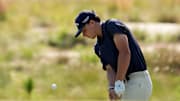 Jun 14, 2024; Pinehurst, North Carolina, USA; Jackson Buchanan chips on the 13th hole during the second round of the U.S. Open golf tournament at Pinehurst No. 2. Mandatory Credit: John David Mercer-Imagn Images