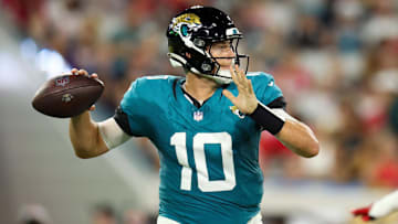 Mac Jones in an appearance for the Jacksonville Jaguars in 2024.
