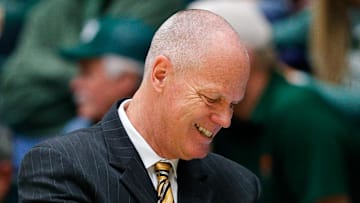 Dec 6, 2025; Fort Collins, Colorado, USA; Colorado Buffaloes head coach Tad Boyle looks on in the first half against the Colorado State Rams at Moby Arena.