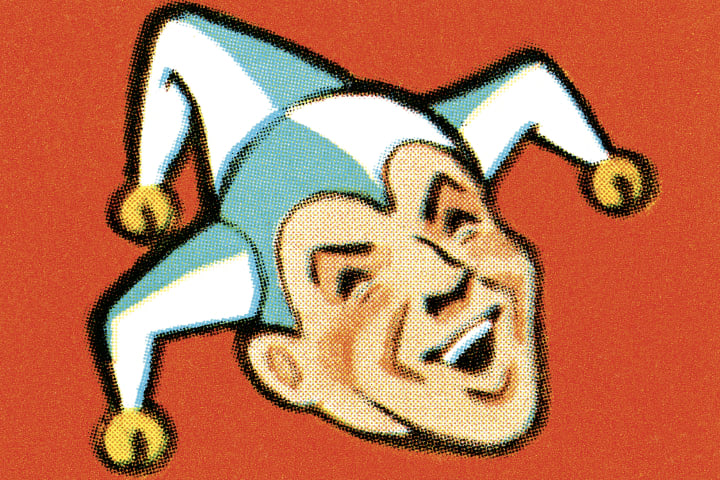 Illustration of a laughing jester
