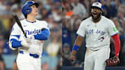 Shohei Ohtani (left) and Vladimir Guerrero Jr. (right) headline two deep rosters for the Dodgers and Blue Jays in the World Series.